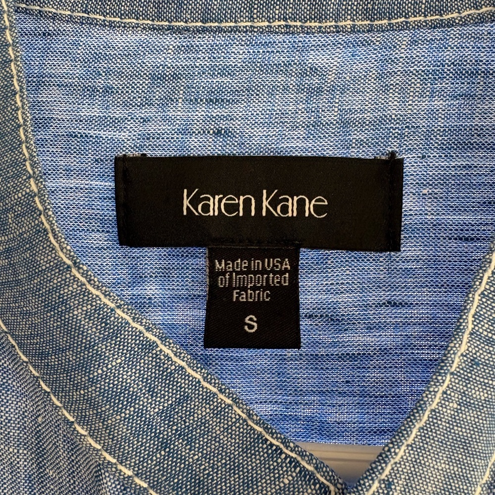 Karen Kane Light Blue Linen Blouse - Picture 2 of 5